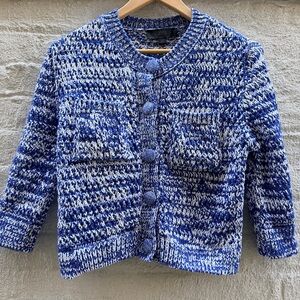 NWOT Zara Knit Blue White Cardigan Sz S